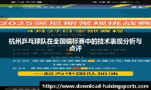 杭州乒乓球队在全国锦标赛中的技术表现分析与点评